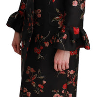 Black Floral Embroidered Coat Jacket