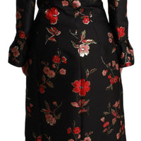 Black Floral Embroidered Coat Jacket