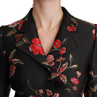 Black Floral Embroidered Coat Jacket