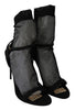 Black Tulle Stretch Booties Boots Shoes