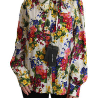 Multicolor Floral Long Sleeve Blouse Silk Top