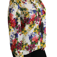 Multicolor Floral Long Sleeve Blouse Silk Top