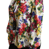 Multicolor Floral Long Sleeve Blouse Silk Top