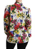 Multicolor Floral Long Sleeve Blouse Silk Top