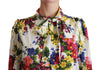 Multicolor Floral Long Sleeve Blouse Silk Top