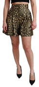 Black Gold High Waist Mini Cotton Shorts