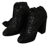 Black Sequined Stretch Knee High Boots Shoes