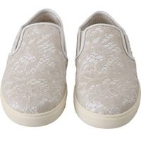 White Leather Lace Slip On Loafers Shoes