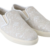 White Leather Lace Slip On Loafers Shoes