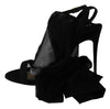 Black Tulle Stretch High Heels Strap Shoes