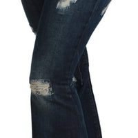 Blue Denim Cotton Stretch Flared Jeans