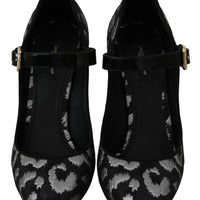 Black Mary Janes Jacquard Leather Shoes