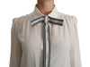 White Long Sleeve Shirt Blouse Silk Top