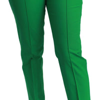 Green Cotton Stretch Trousers Pants