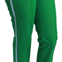 Green Cotton Stretch Trousers Pants