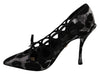 Black Silver Leopard Heels Pumps Shoes