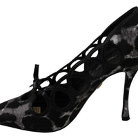 Black Silver Leopard Heels Pumps Shoes