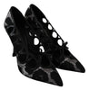 Black Silver Leopard Heels Pumps Shoes