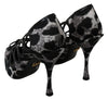 Black Silver Leopard Heels Pumps Shoes