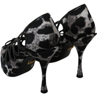 Black Silver Leopard Heels Pumps Shoes