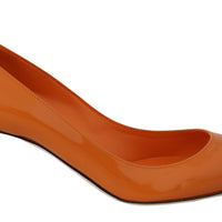 Orange Patent Leather Heels Pumps