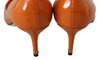 Orange Patent Leather Heels Pumps