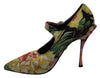 Floral Neoprene Mary Janes Crystal Shoes