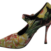 Floral Neoprene Mary Janes Crystal Shoes