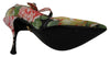 Floral Neoprene Mary Janes Crystal Shoes