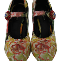 Floral Neoprene Mary Janes Crystal Shoes