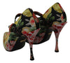 Floral Neoprene Mary Janes Crystal Shoes