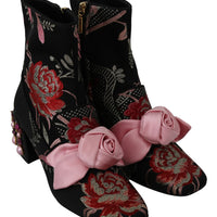 Multicolor Floral Jacquard Boots Shoes