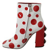 White Red Polka Dots Ankle High Boots Shoes