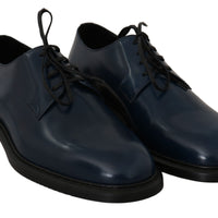 Blue Leather Marsala Derby Formal Shoes
