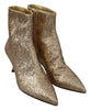 Gold Sequined Glitter Ankle Booties Shoes