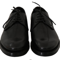 Black Leather Derby Formal Dress Shoes