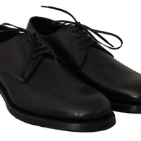 Black Leather Derby Formal Dress Shoes