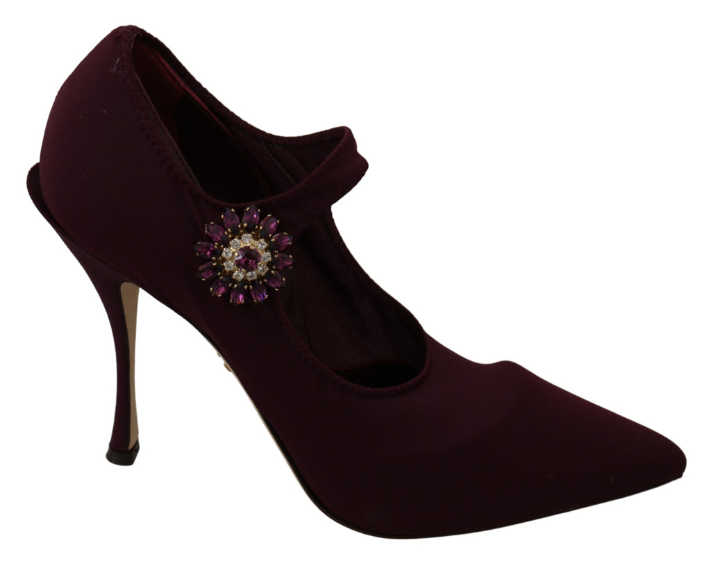 Bordeaux Stretch Crystals Pumps Shoes