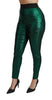 Green Jacquard High Waist Legging Stretch  Pants