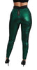 Green Jacquard High Waist Legging Stretch  Pants