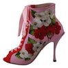 Pink Floral Jersey Stretch Open Toe Boots Shoes