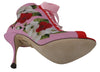 Pink Floral Jersey Stretch Open Toe Boots Shoes