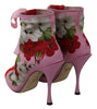 Pink Floral Jersey Stretch Open Toe Boots Shoes