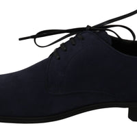 Blue Suede Leather Dress Derby Formal Shoes