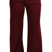 Black Lace High Waist Wide Leg Maroon  Pants