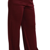 Black Lace High Waist Wide Leg Maroon  Pants