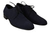 Blue Suede Leather Dress Derby Formal Shoes