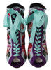 Purple Floral Jersey Stretch Open Boots Shoes