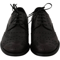 Black Leather Wingtip Oxford Dress  Shoes