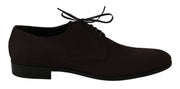 Brown Suede Leather Dress Derby Formal Shoes